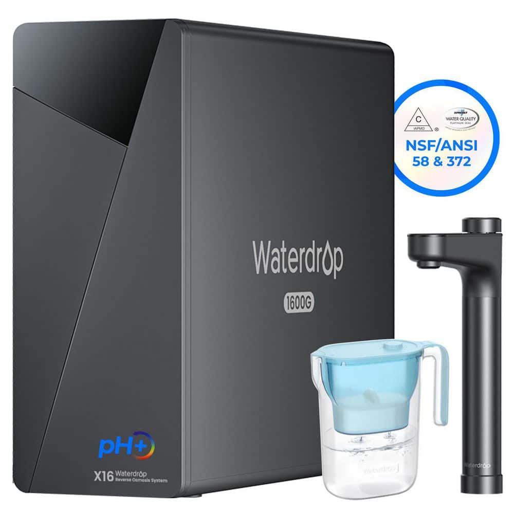 X16 Tankless Reverse Osmosis System NSF/ANSI 58 and 372 Certified Under Sink RO Alkaline Mineral PH Water Filter Pitcher