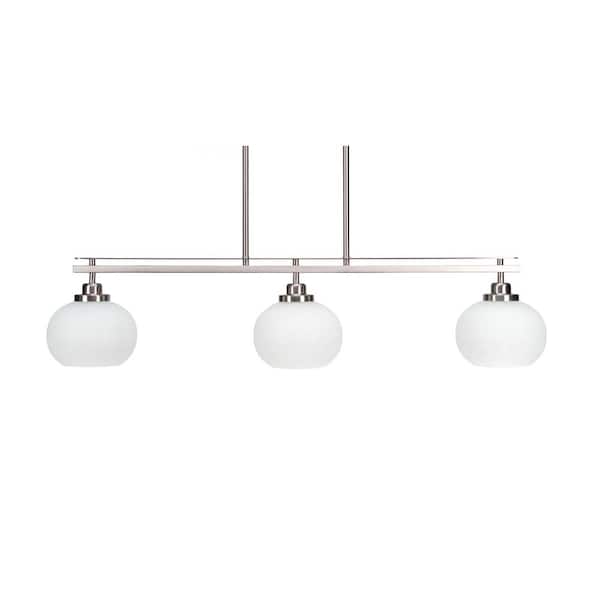 Unbranded Monroe 3-Light Brushed Nickel, Billiard Light, Any room with 7 in. White Muslin Glass Shades no bulbs included