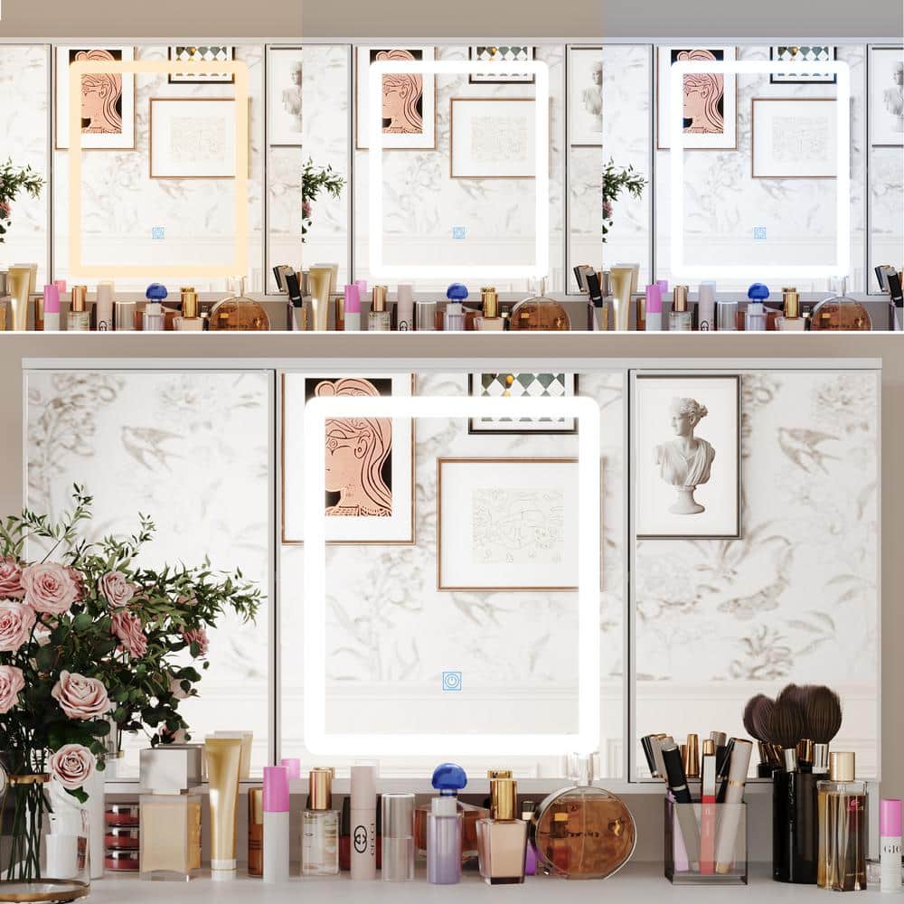 White Modern Makeup Vanity Desk 9 Drawers Wood Dressing Table With 3 Mirrors, Hidden Storage Shelves, LED Lighted - thumbnail 6