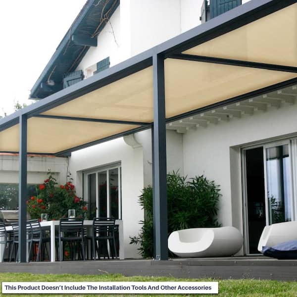 8 ft. x 25 ft. Beige Rectangle Sun Shade Roll, UV Blockage Cover for Outdoor Backyard Patio Pergola Greenhouse Plants