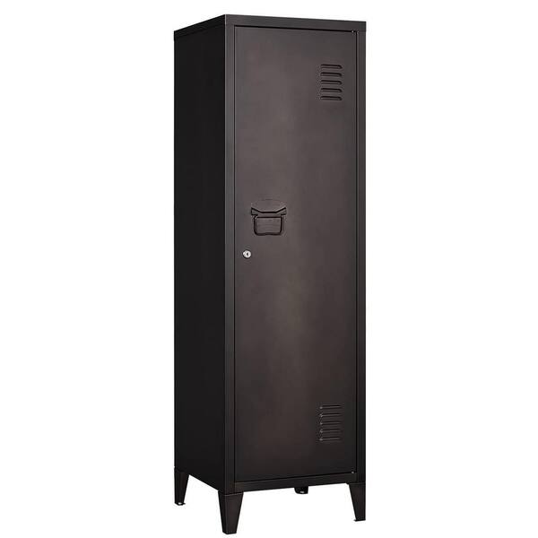 METAN 3-Door Steel Storage Locker With 2 Shelves - 72"H Black Industrial Locker For Gym, Office, School