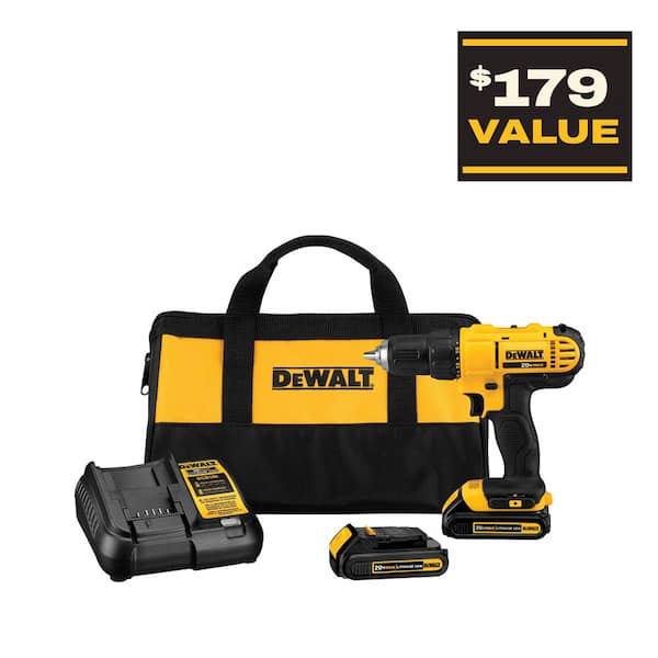 20V MAX Cordless 1/2 in. Drill/Driver, (2) 20V 1.3Ah Batteries, Charger and Bag