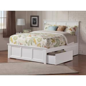 Madison White Queen Platform Bed with Matching Foot Board with 2-Urban Bed Drawers