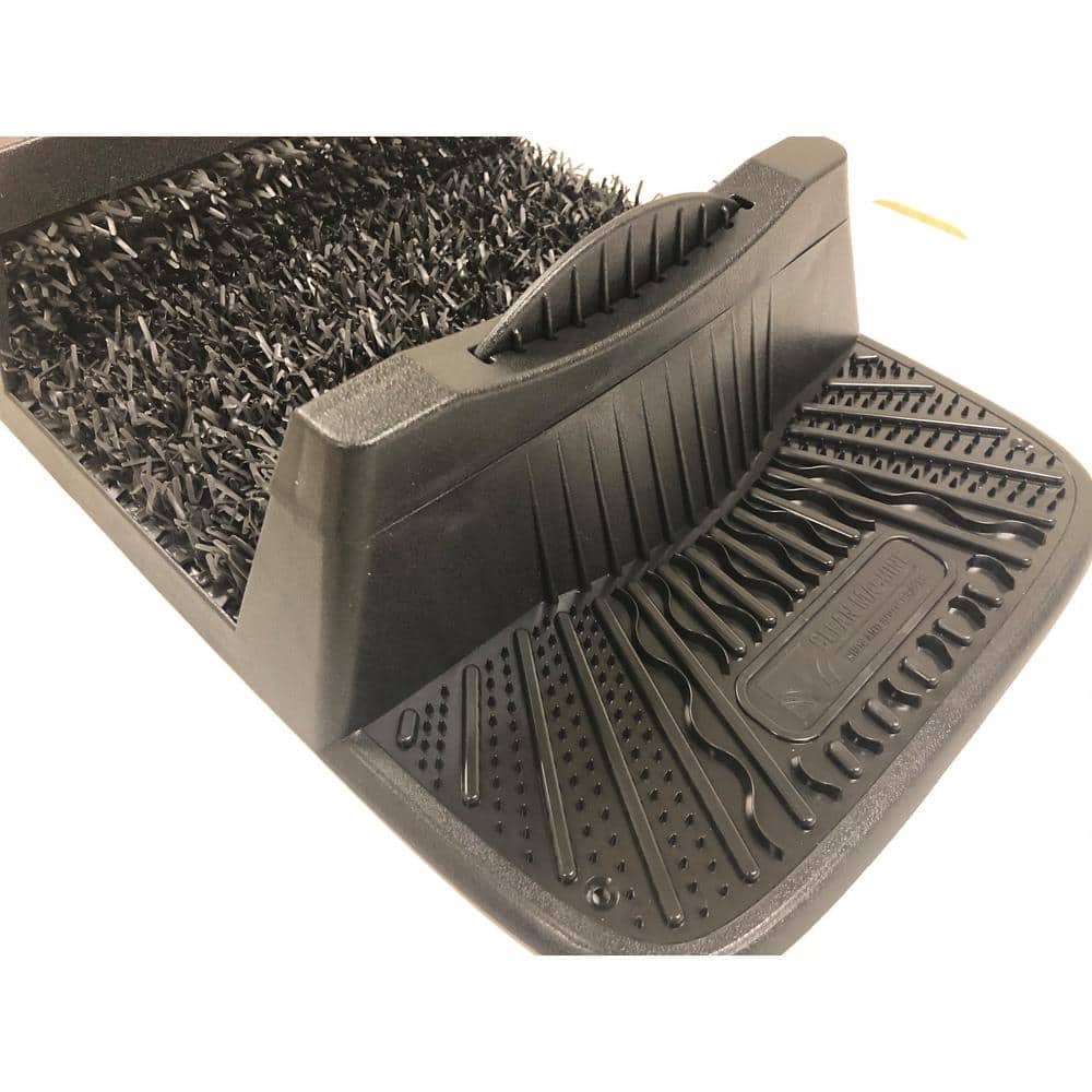 Flint Black Polyethylene Rectangular Outdoor Boot Scraper Mat
