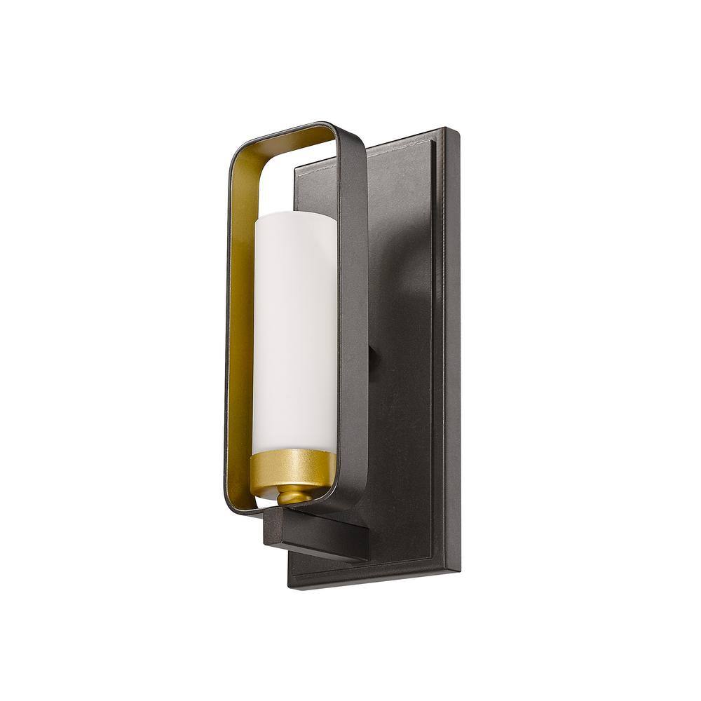 Aideen Olde Brass Dimmable Wall Sconce with Opal Glass Shade