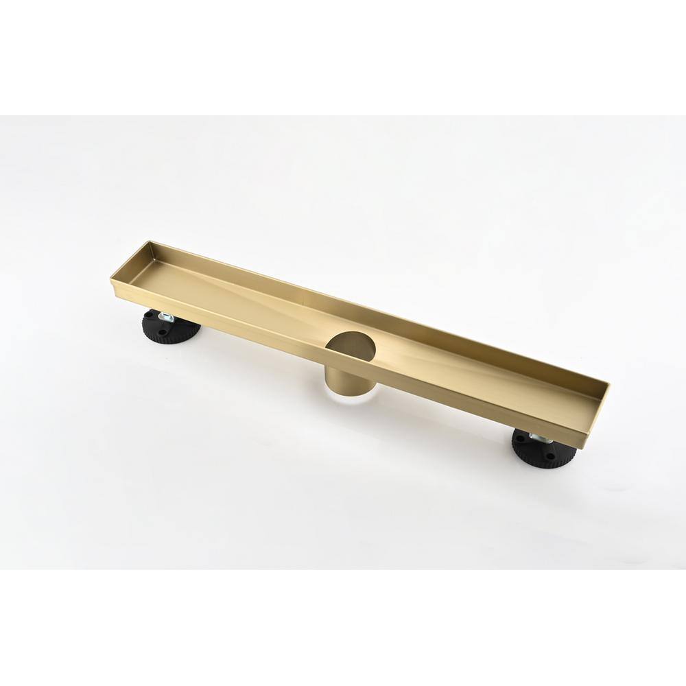12-Inch Brushed Gold Stainless Steel Linear Shower Drain