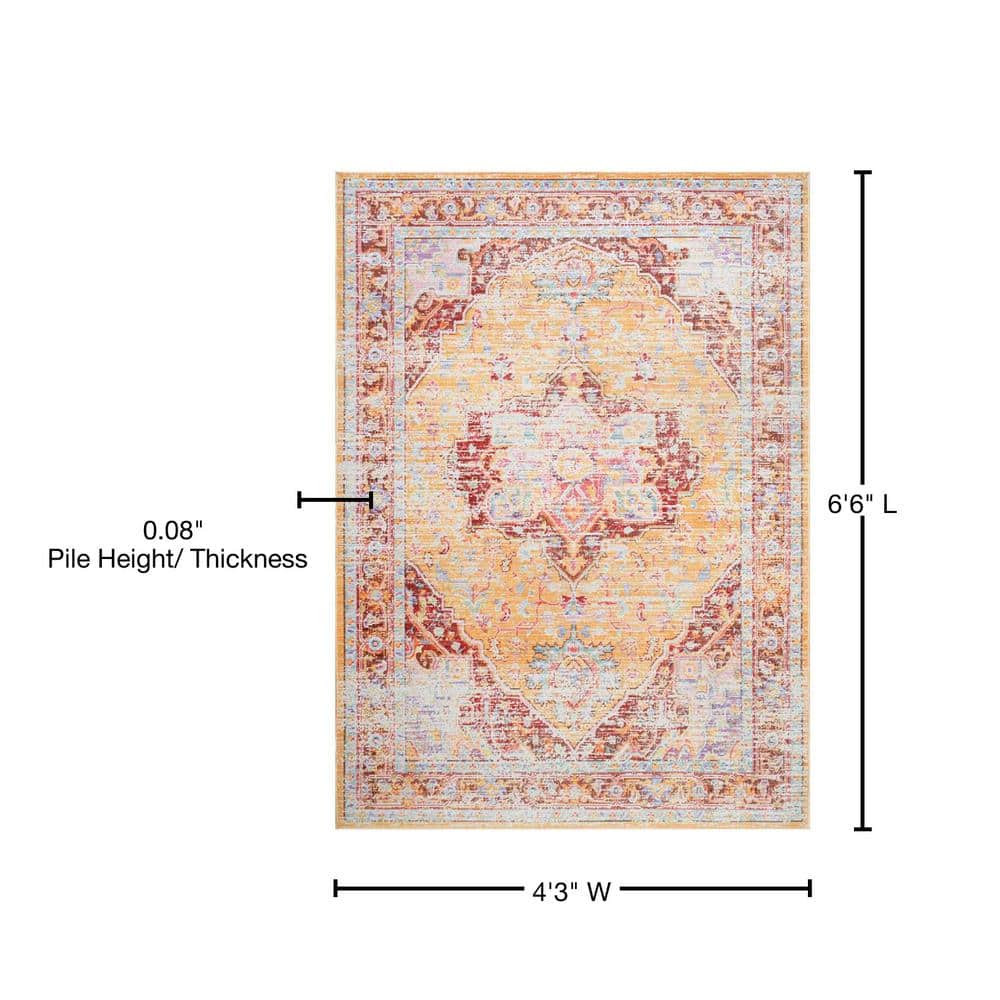 Vintage Orange Synthetic Easy Care Area Rug