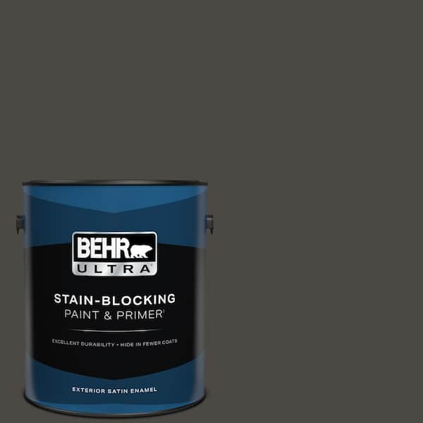 BEHR ULTRA 1 gal. #780F-7 Stealth Jet Satin Enamel Exterior Paint & Primer