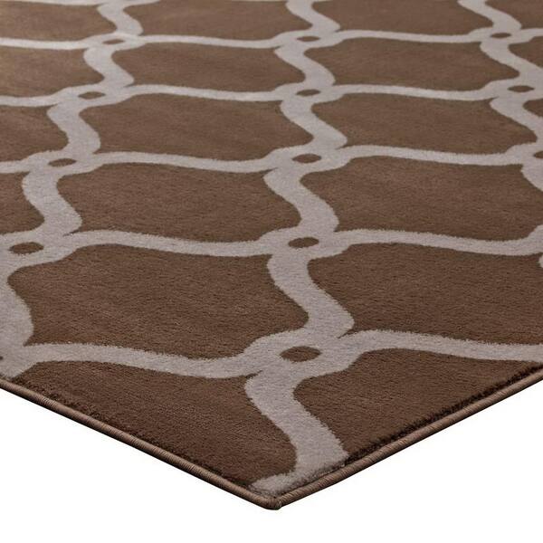 Beltara 5 ft. x 8 ft. in Dark Tan and Beige Chain Link Transitional Trellis Area Rug