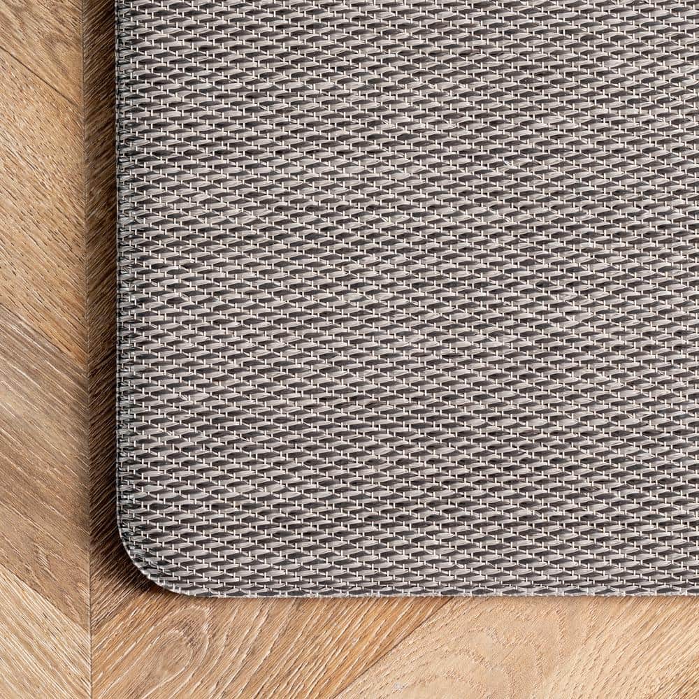Light Grey Braided Anti-Fatigue Kitchen Mat, 20" x 42", PVC and Polyester