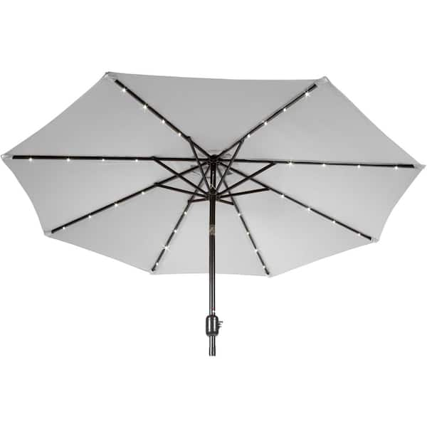 Trademark Innovations 9 ft. Deluxe Solar Powered LED Lighted Patio Market Umbrella (Gray)