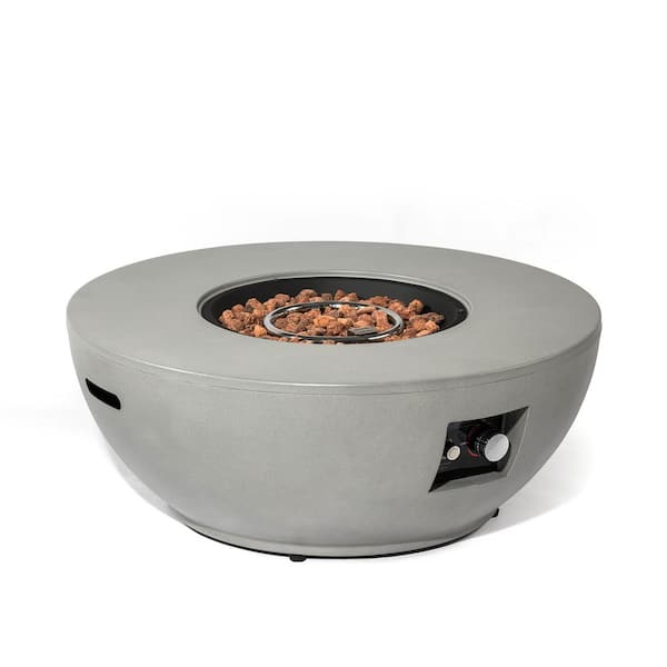 36-inch 2-piece outdoor steel round propane gas fire pit table, 50,000 BTU, with gas cylinder holder