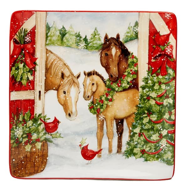 Certified International Christmas on the Farm by Susan Winget 12.5 in. Square Platter