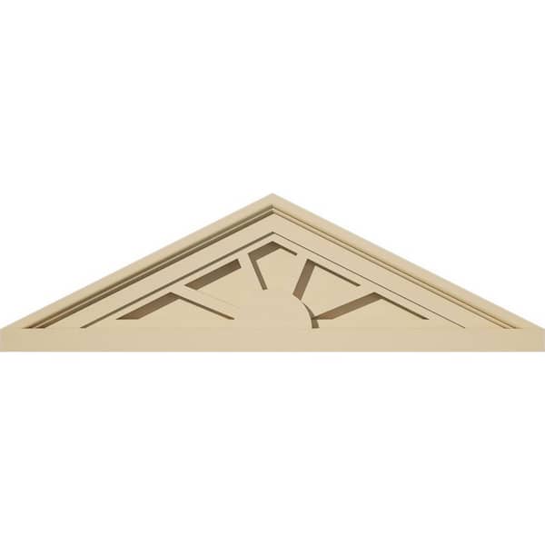 Ekena Millwork 24-in. W x 7-in. H x 2-in. P (Pitch 6/12) Peaked Cap 4 Spoke Signature Urethane Pediment, Primed Tan