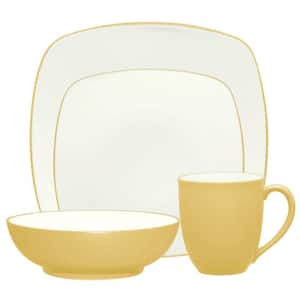 Colorwave Mustard 4-Piece (Yellow) Stoneware Square Place Setting, Service for 1