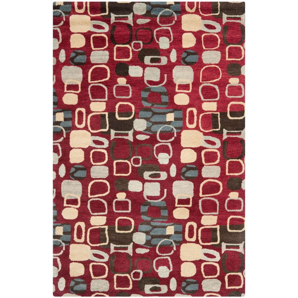 SAFAVIEH Wyndham 4 ft. x 6 ft. Red/Multi Abstract Geometric Area Rug ...