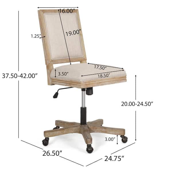 Printz Beige and Natural Upholstered Swivel Office Chair