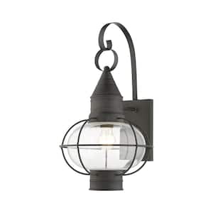 Hennington 20.5 in. 1-Light Charcoal Outdoor Hardwired Wall Lantern Sconce with No Bulbs Included