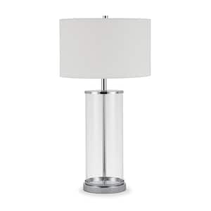 Rowan 28 in. Polished Nickel and Glass Table Lamp