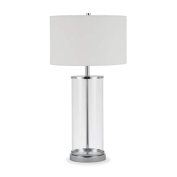 Meyer&Cross Rowan 28 in. Polished Nickel and Glass Table Lamp