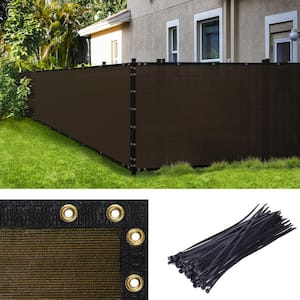 6 ft. H x 25 ft. W Brown Fence Outdoor Privacy Screen with Black Edge Bindings and Grommets