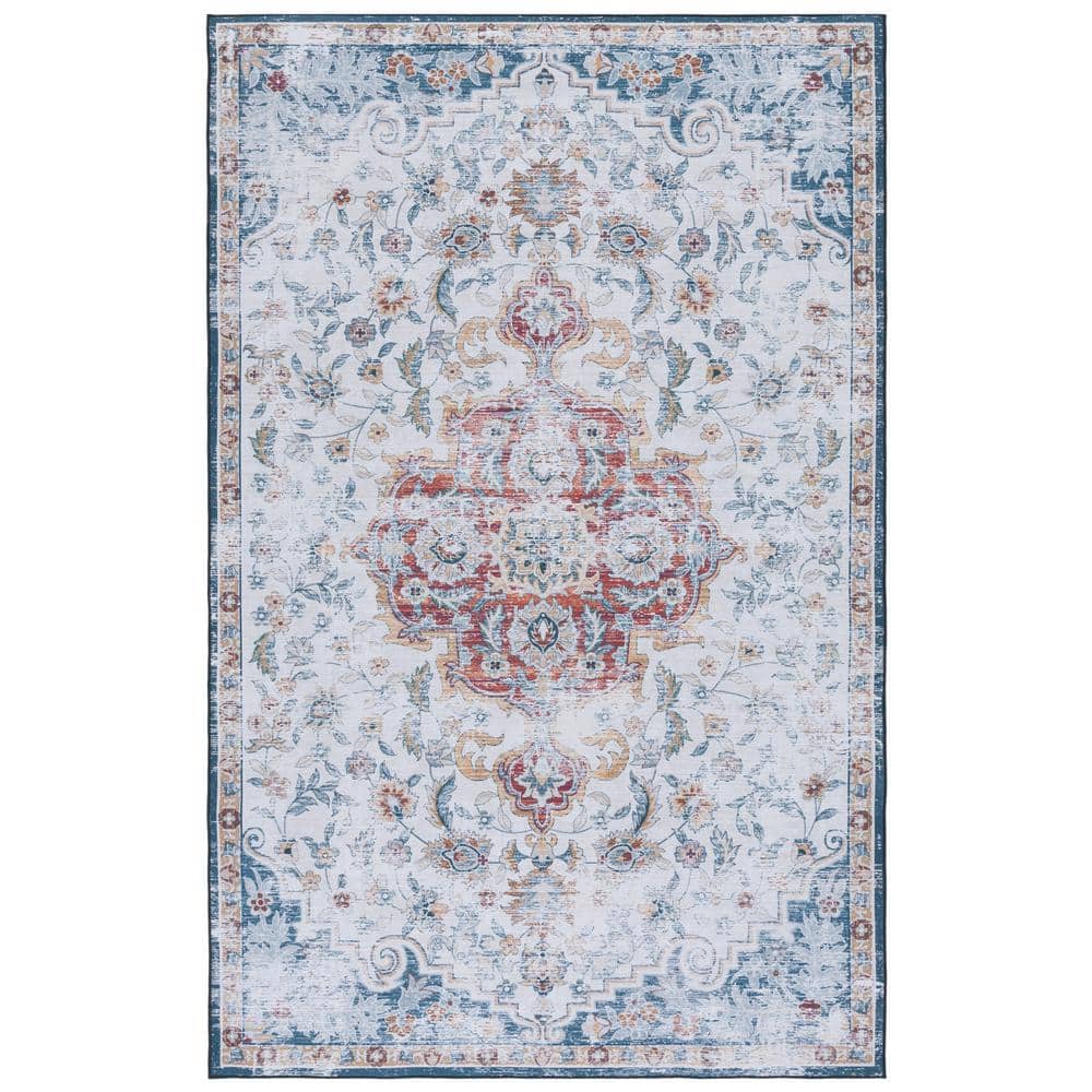 Tuscon Gray/Rust 9 ft. x 12 ft. Machine Washable Distressed Floral Medallion Area Rug price history on PriceWatchPro