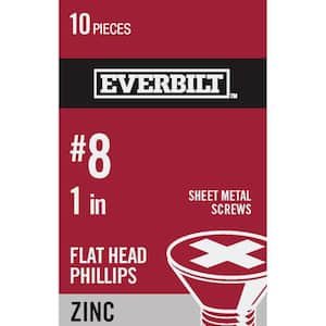 #8 x 1 in. Zinc Plated Phillips Flat Head Sheet Metal Screw (10-Pack)