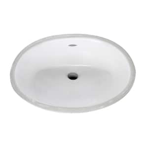 Ovalyn Front Overflow Undercounter Bathroom Sink with Glazed Underside in White