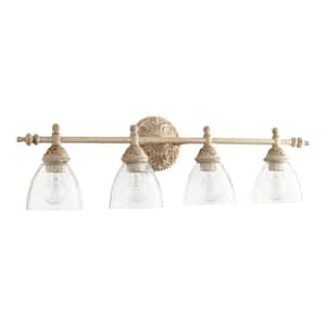 Traditional 31.5 in. W 4-Lights Persian White Vanity Light with Clear Seeded Glass