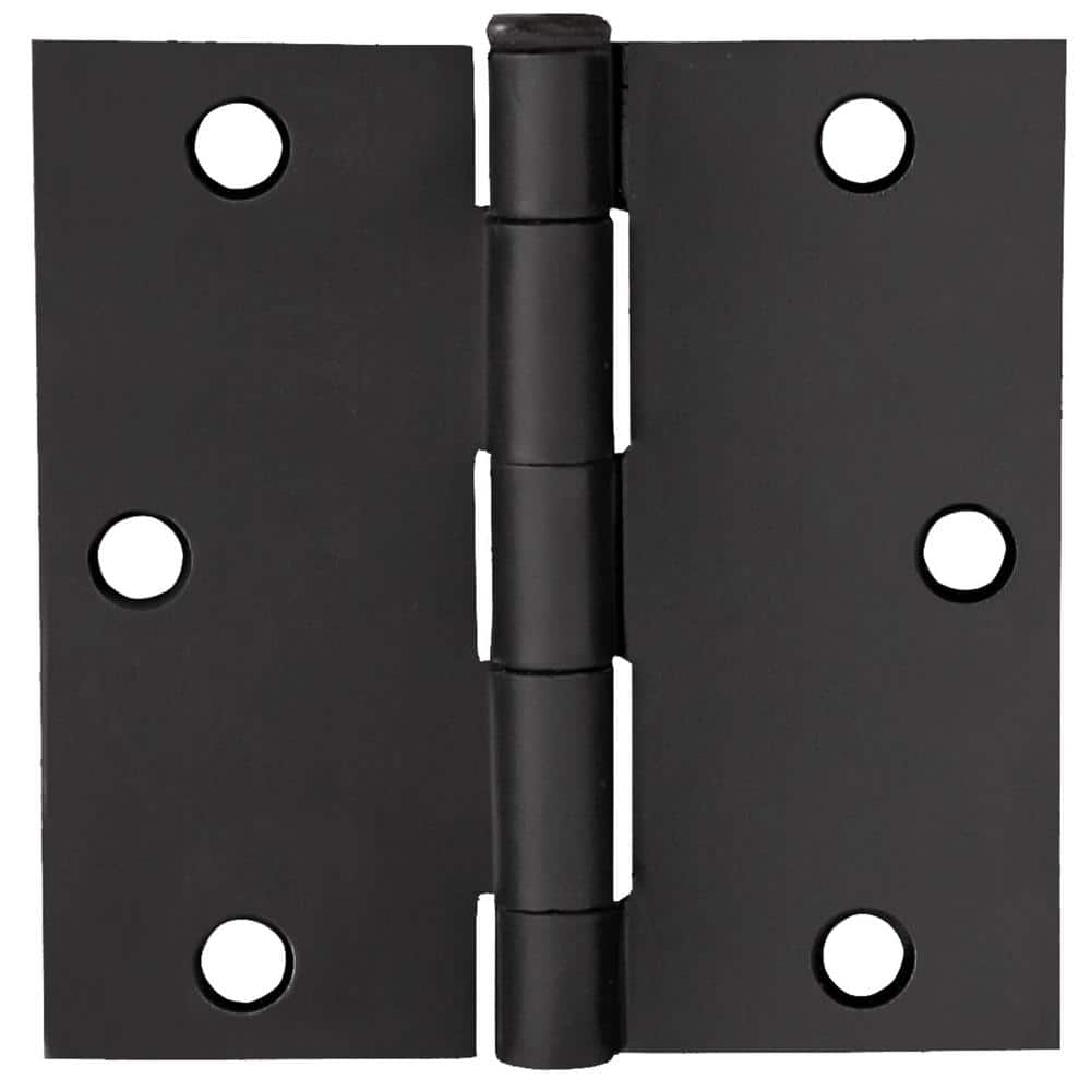 Matte Black Steel Square Corner Door Hinges 3-Pack