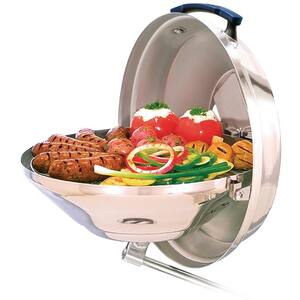 Marine Kettle 15 in. Portable Charcoal Grill with Hinged Lid in Stainless Steel
