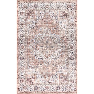 Ama Persian Spill-Proof Machine Washable Rust 5 ft. x 8 ft. Area Rug