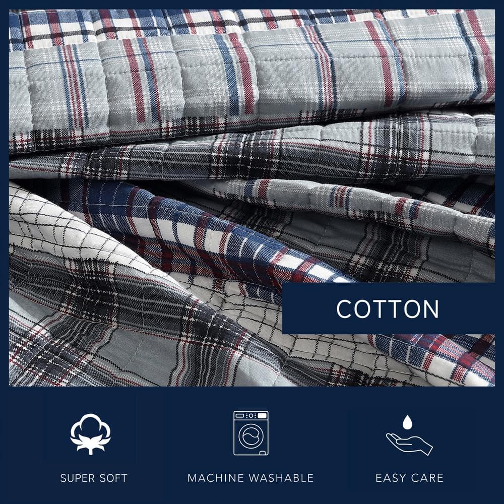 King Smoke Gray Cotton Reversible Quilt Set