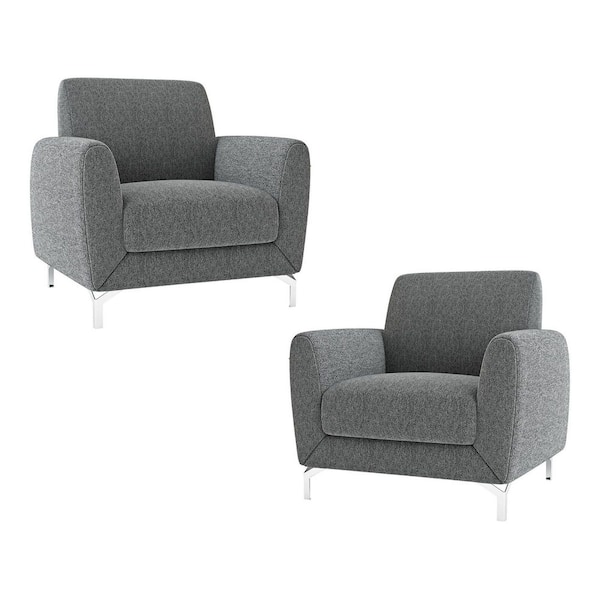 EVERGLADE HOME Nico Dark Gray Textured Upholstery Accent Chair (Set of 2)