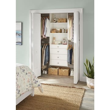 Ultimate 60 in. W - 96 in. W Tower Wall Mount 6-Shelf Wood Closet System