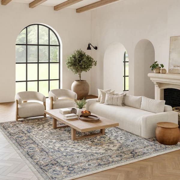12 ft. x 15 ft. Ivory and Gray Medallion Power Loom Area Rug