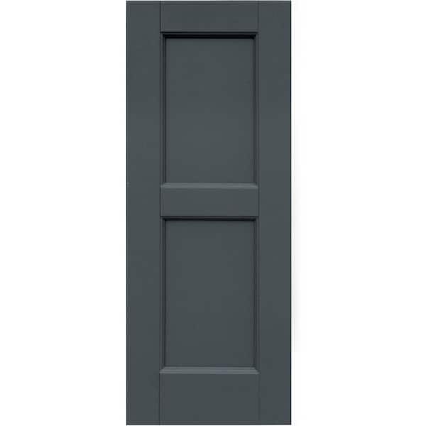 Winworks Wood Composite 12 in. x 31 in. Contemporary Flat Panel Shutters Pair #663 Roycraft Pewter