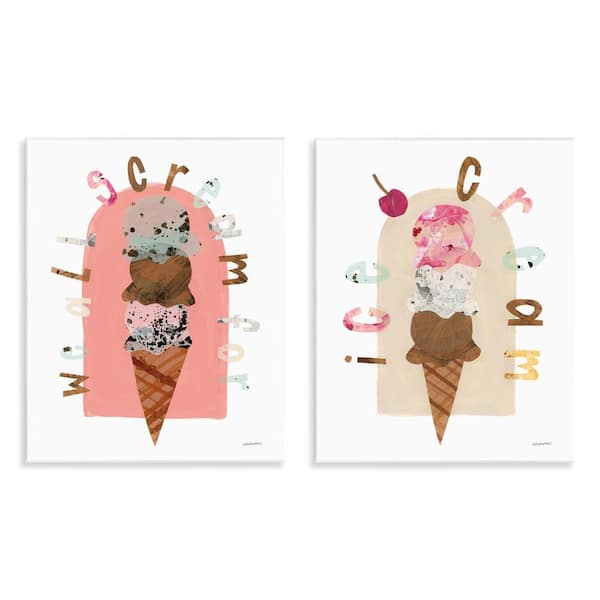 Stupell Industries Bright Pastels Ice Cream by Haley Knighten 2-Pieces Unframed Food Graphic Art Print 14 in. x 11 in.