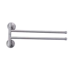 Round 13 in. Folding Wall Mounted Towel Rack in Brushed Nickel