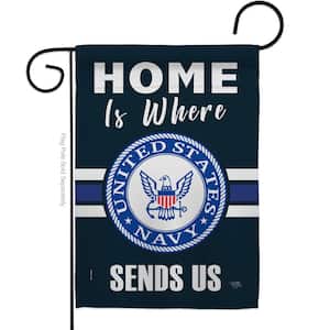 Breeze Decor 28 in. x 40 in. Home Is Where Navy House Flag Double