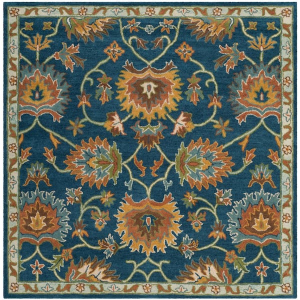 Heritage Navy 6 ft. x 6 ft. Square Floral Area Rug