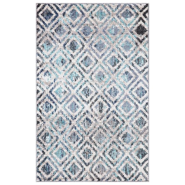 Concord Global Trading Vintage Collection Diamonds Blue 3 ft. x 4 ft. Geometric Area Rug