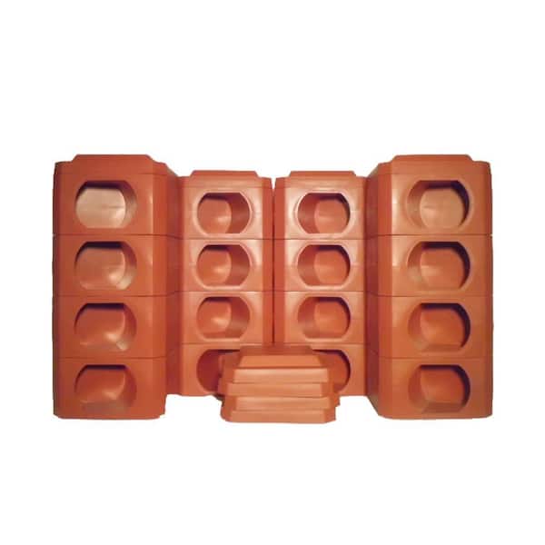 Border Blocks 8 Point Octagon 2 Landscaping Timbers High Terra Cotta Blocks and Covers (24 pieces)