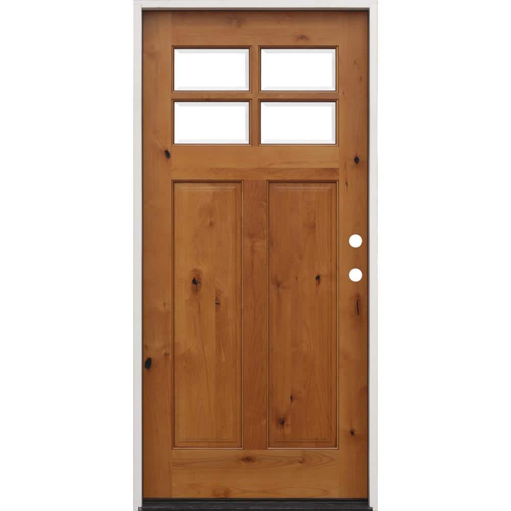 Pacific Entries 36 in. x 80 in. Golden Oak LH Inswing 4-Lite Clear Beveled  Glass Stained Alder Prehung Front Door with 6-9/16 in. Jamb GA24CL6 - The 