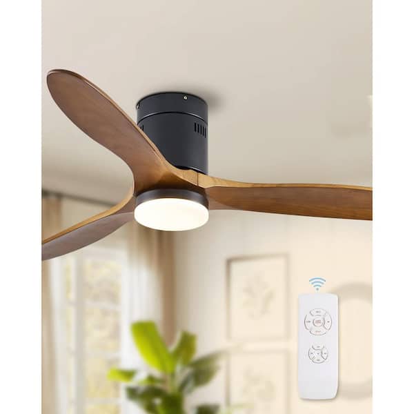 FANNEHONNE 52" Ceiling Fan with Lights Remote Contro 3 Blade Wood Ceiling Fan Reversible Noiseless for Bedroom