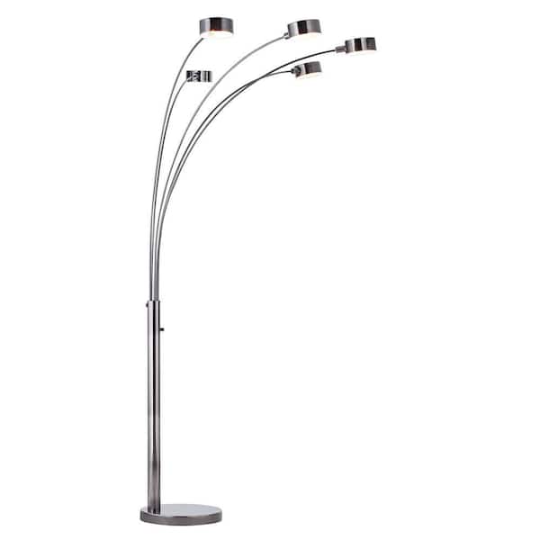 Micah Modern Arched 88 in. 5-Light Brushed Black Nickel Floor Lamp