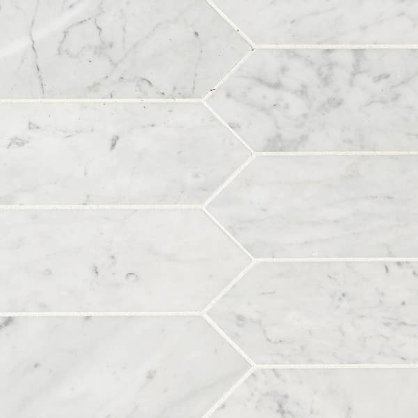 MSI Carrara White Picket 11 in. x 12 in. Honed Marble Mesh-Mounted Floor and Wall Tile (8.9 sq. ft./Case)
