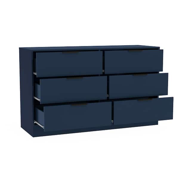 horizontal dresser Homfa Children's Wooden Dresser, Double Dresser with 6 Drawers, White Horizontal Chest for Bedroom Kid's Room