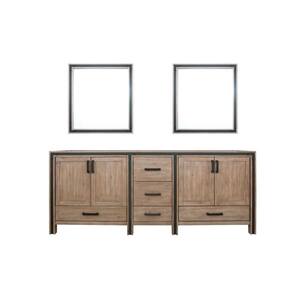 Ziva 84 in. W x 22 in. D Rustic Barnwood Double Bath Vanity without Top and 34 in Mirrors