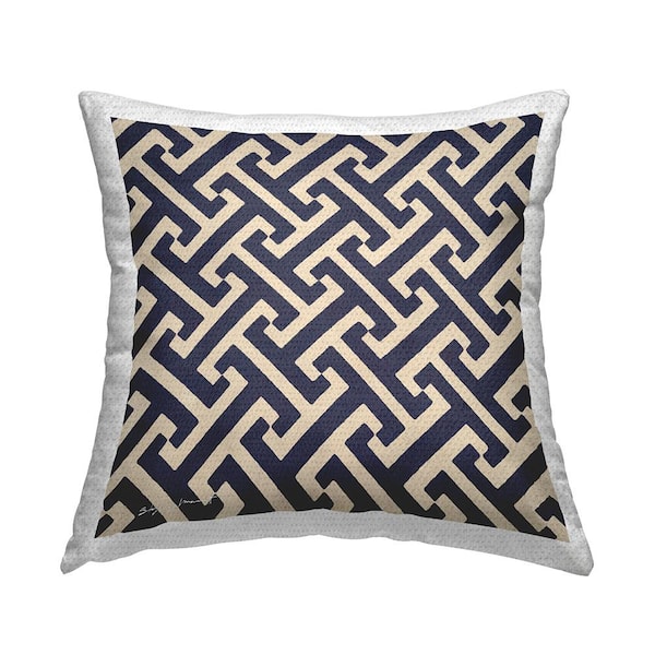 Stupell Industries Modern Geometric Links Pattern Blue Square Outdoor Throw Pillow